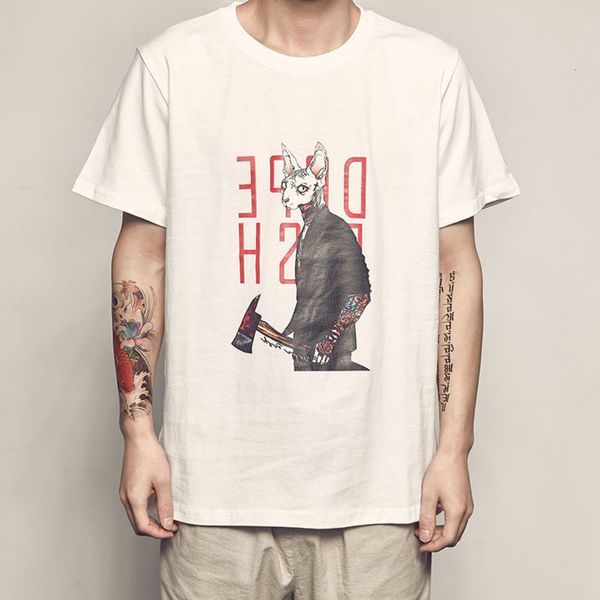 

men's shirt summer anime short sleeve t-shirt men's loose top, White;black