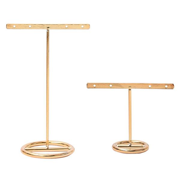 

jewelry pouches, bags 2x earrings display stand gold rack t-shape showcase golden large & small, Pink;blue