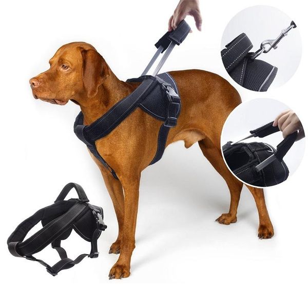 

dog collars & leashes pet harness reflective soft padded large training vest doggy walking with handle for medium breeds