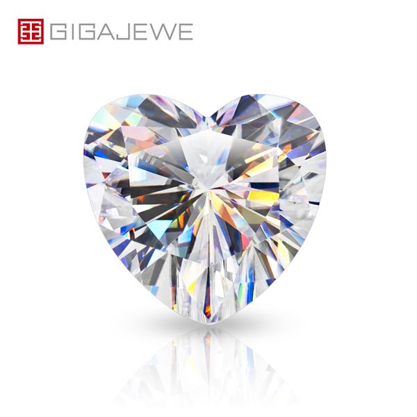 Gigajewe branco d cor coração corte vvs1 moissanite diamante 0.5-4ct para jóias fazendo corte manual