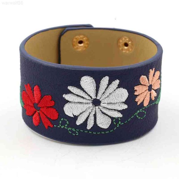 

luxury national style embroidery korean version environmental protection pu leather women's fashion trendy hand designer jewelrymen bra, Golden;silver