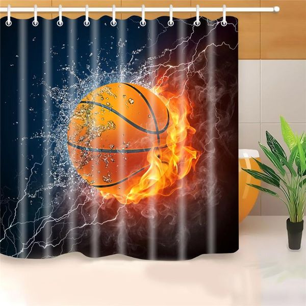

shower curtains flaming basketball curtain waterproof polyester bathroom fp8