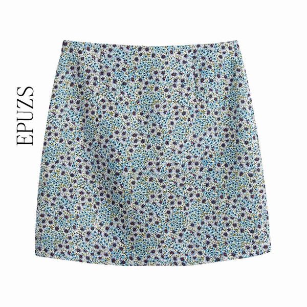 

summer floral print mini skirts womens vintage casual high waist skirts casual bodycon pencil skirt 210430, Black