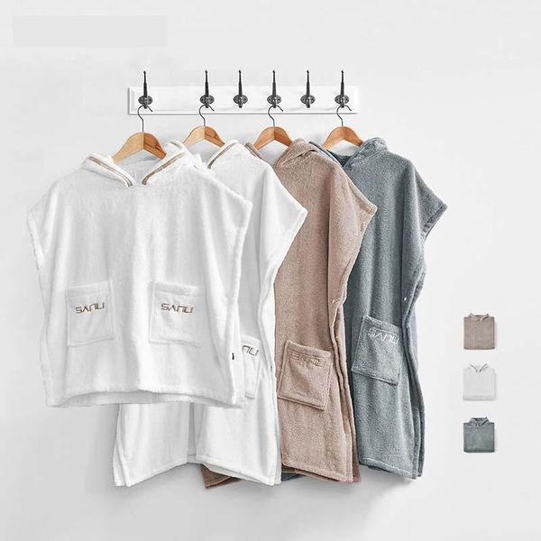 

towel parent-child hooded bathrobes ladies men's cloak cotton material couple kids night-robe