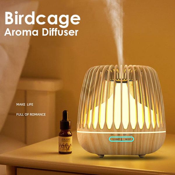 

humidifiers birdcage aroma diffuser wooden deskhumidifier night light atomizer remote control air sprayer time setting