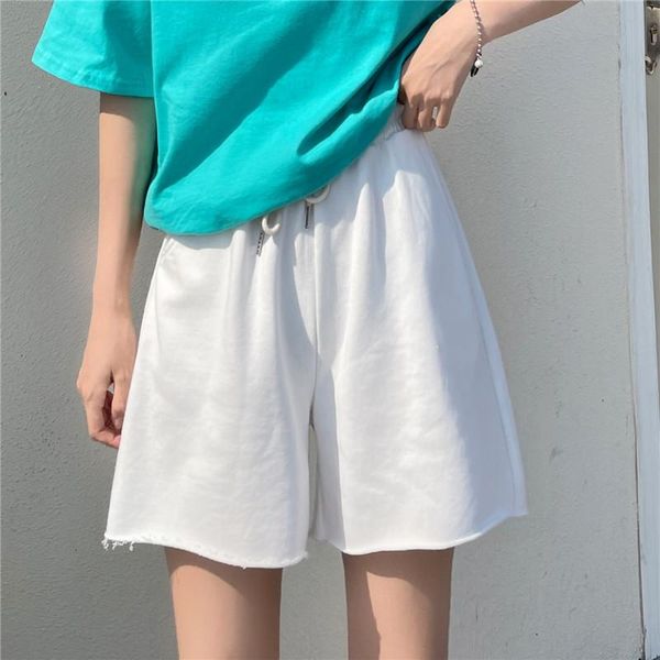 

women's shorts 2240 hemming summer korean version 2021 high waist street style loose drawstring casual sports, White;black