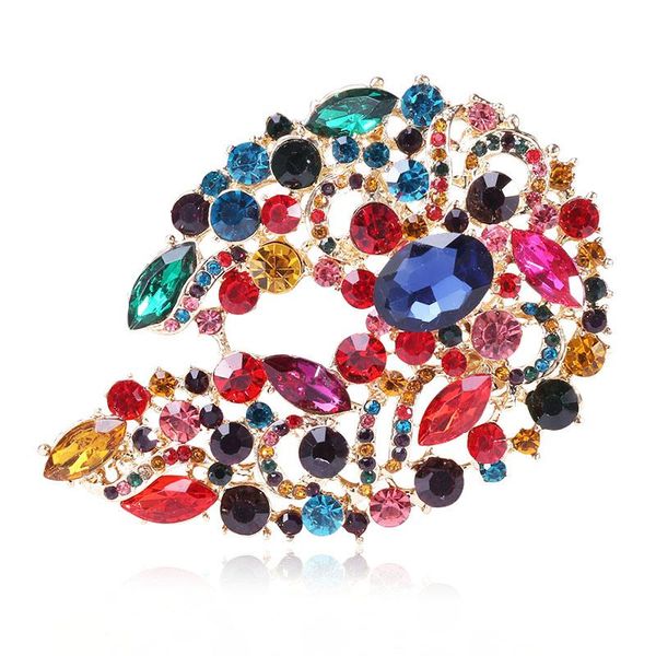 

pins, brooches multi-color vintage rhinestone flower for women coat suit brooch pin elegant accessories high quality, Gray