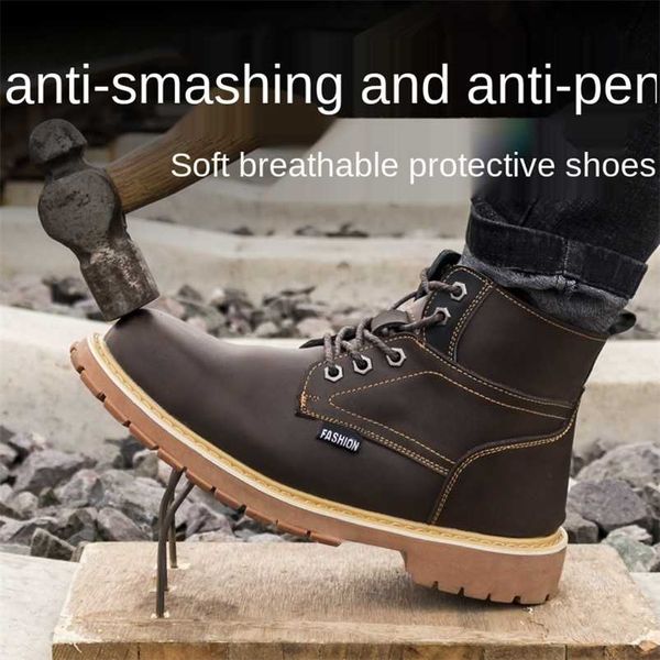 

non-slip wear-resistant martin boots british style anti-smashing wear-resistant work safety shoes protection training boots 211106, Black