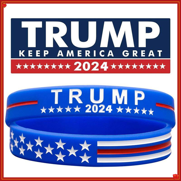 

dhl fast trump 2024 silicone bracelet black blue red wristband party favor 4 colors wholesale 591