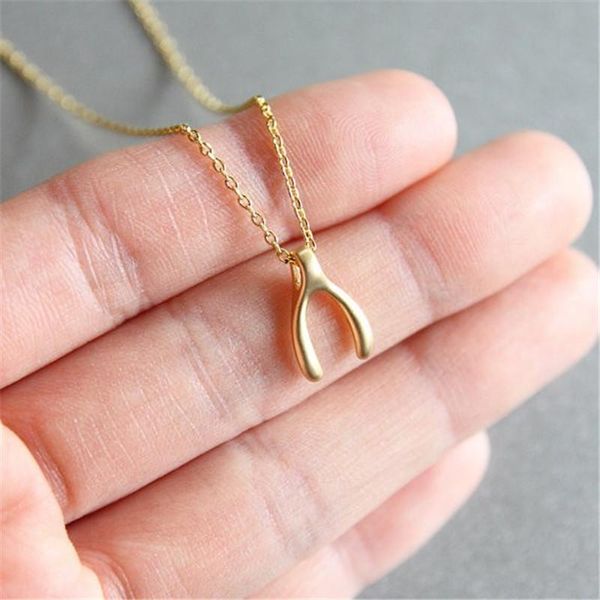 

fashion gold wishbone necklaces for women wish bone necklace girls pendant, Silver