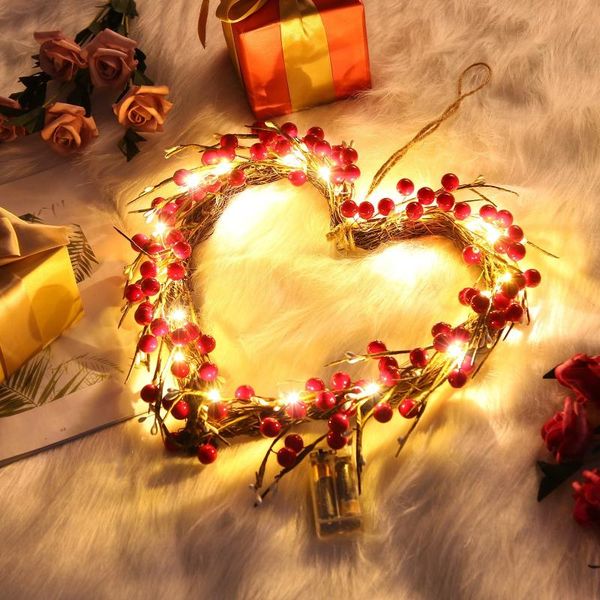

heart-shaped valentine's day decorative garland with lights window door wreath festival decoration 2021 party favor
