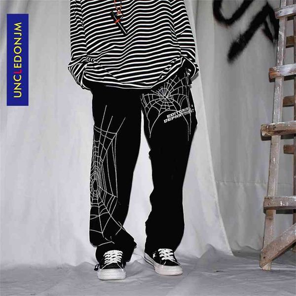

uncledonjm spider embroidery baggy harem pants streetwear men summer hip hop casual trousers fashion male ed933 210715, Black