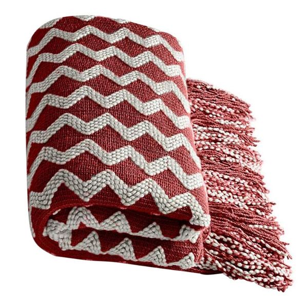 

blankets lightweight throw blanket two-color textured knitted solid cozy soft couch cover decorative with tassel 200*125cm