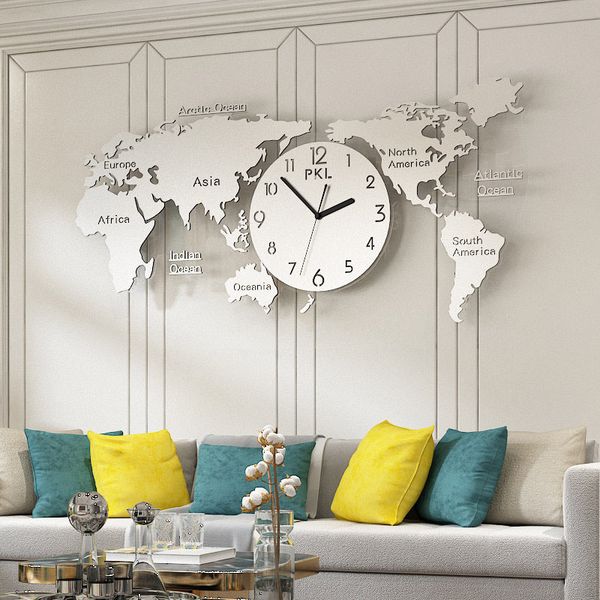 

world map wall clock modern design large wall watch for living room home decor clock wall bedroom silent digital clocks