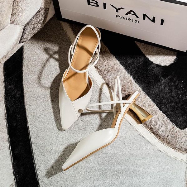 

spring high heels shoes all-match simplicity french muller fashion pointed sandals women's outer wear single dress, Black