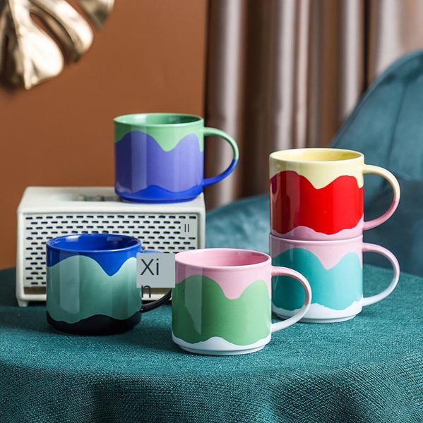 

mugs creative bump color paint mark cup retro personality ceramic gift