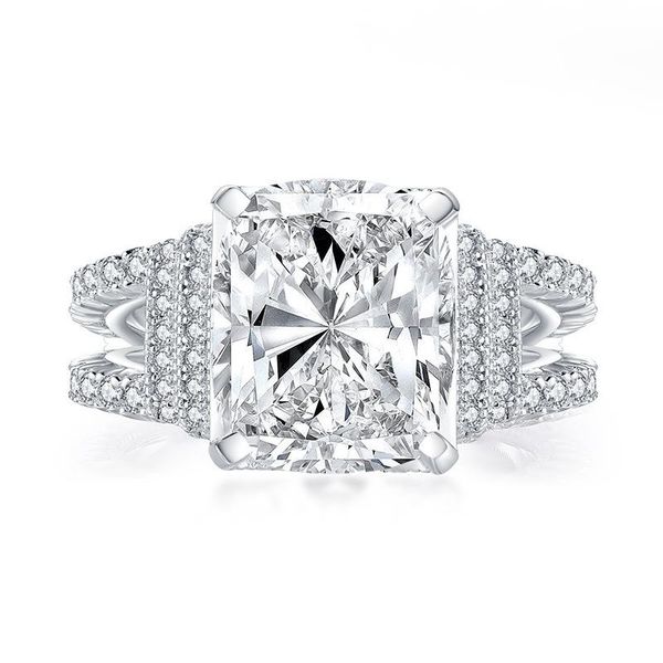 

cluster rings lesf 925 sterling silver wedding for women engagement ring bridal set white 5a cubic zirconia jewelry, Golden;silver