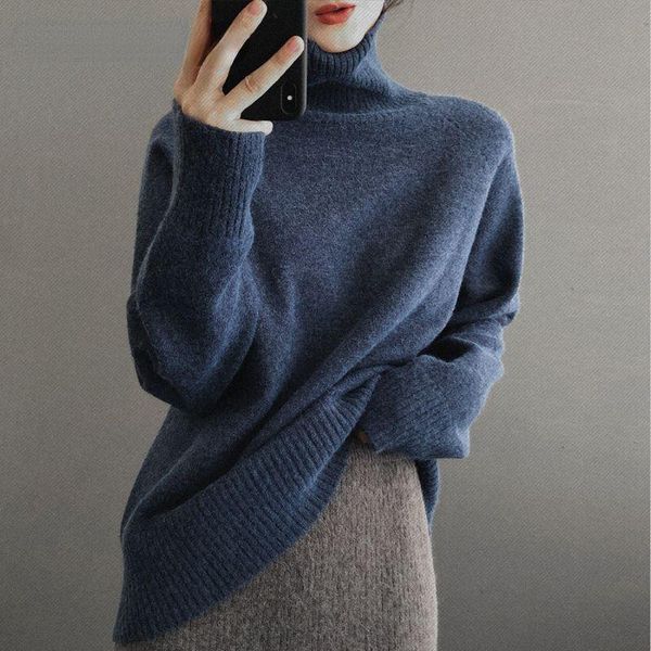 

women's sweaters winter thick sweater women knitted cashmere pullover long sleeve turtleneck loose jumper warm pull oversized, White;black