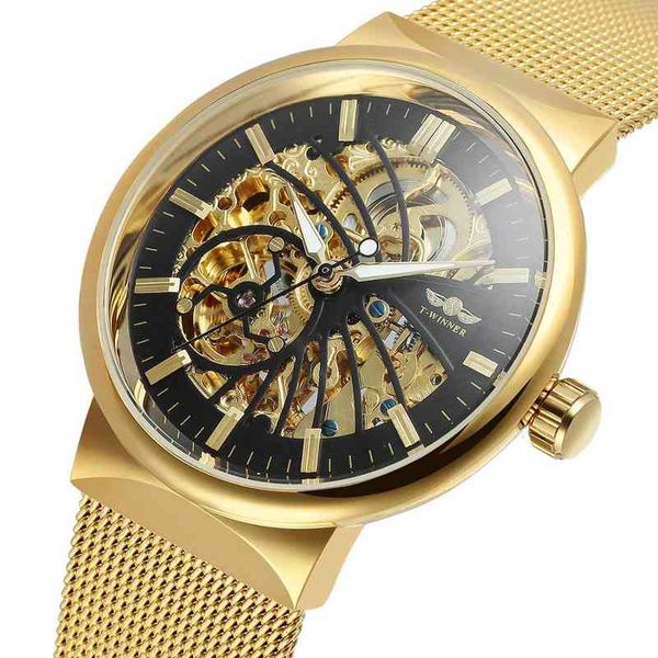 

gentlemen rv clock 3atm t-winner waterproof popular automatic, Slivery;brown