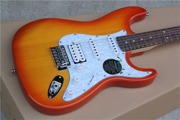 

custom version cherry red all-body electric guitar signature inlay