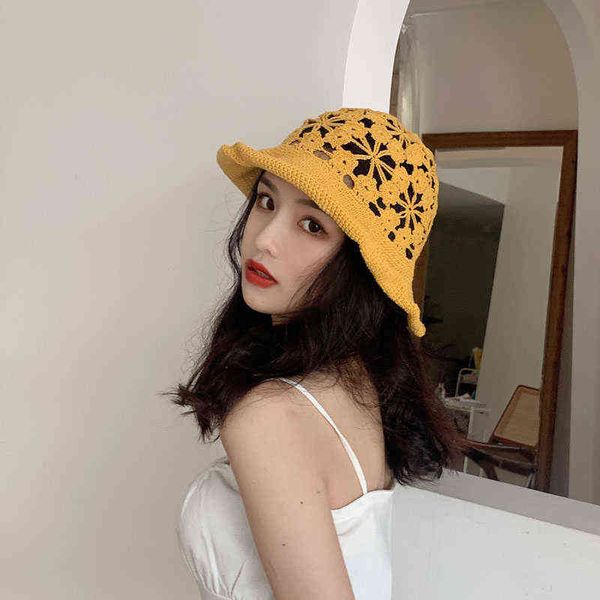 

spring and autumn hollow hook flower fisherman hat female korean version of the wild sunscreen ultraviolet sun hat cover face fi w220222, Blue;gray