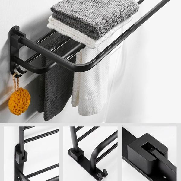 

space aluminum black towel rack wall mounted folding holder storage shelf g32a racks
