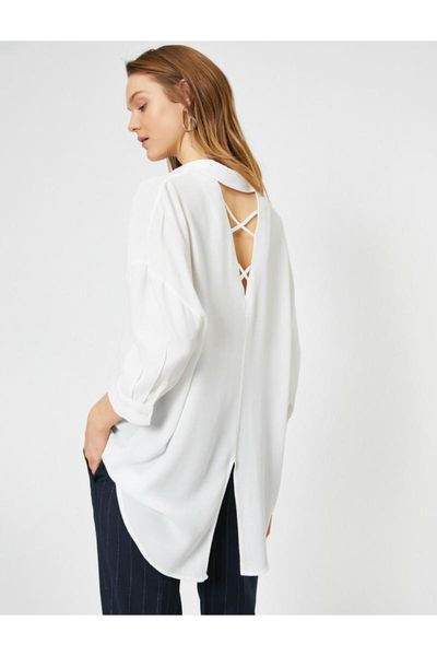 

koton backless low-cut blouse women's blouses & shirts, White