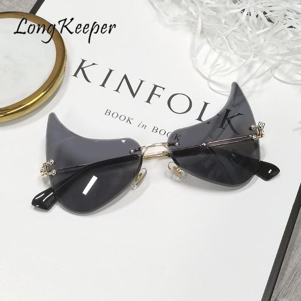 

sunglasses fashion rimless women luxury irregular sun glasses decorative female unique ocean lens eyewear, White;black