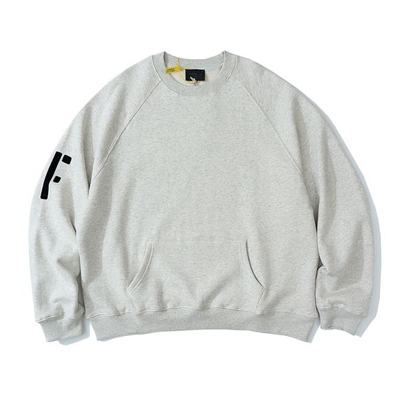 

2021 america autumn winter 7th sleeve logo flocking print hoodie oversize fleece warm fashion skateboard pullover sweatshirt, Black