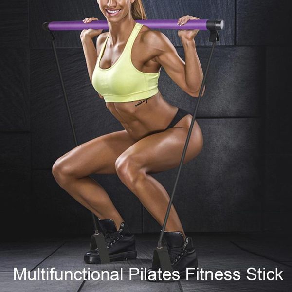 

portable yoga pilates stick resistance bar elastic pull rope bodybuilding tube loop fitness exercise home band bands