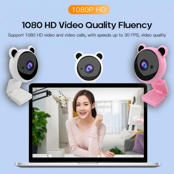 

webcam with microphone hd online course usb network computer cute panda web camera for live video conference webcams