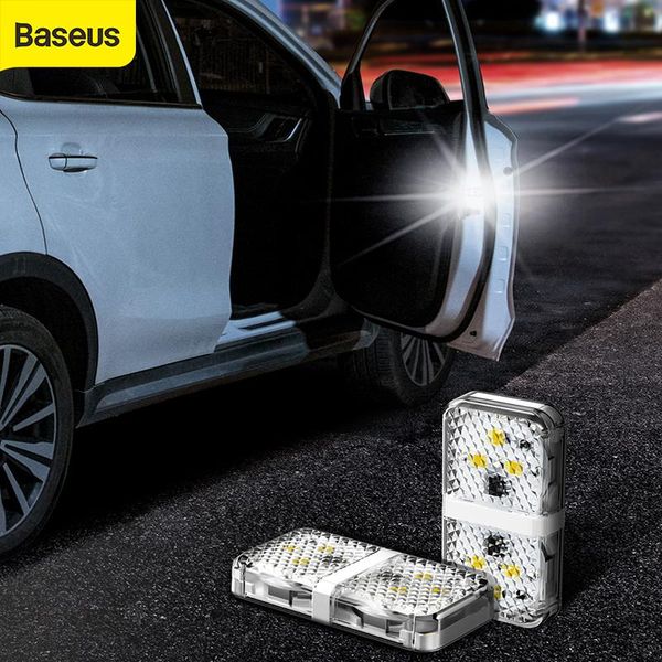 

baseus 2pcs 6 leds car openning door safety warning light wireless magnetic alarm signal lamp anti-collision flashing lights cell phone moun