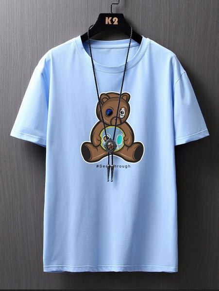 

men bear and letter graphic tee 25ib#, White;black