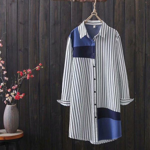 

women's blouses & shirts vanovich fashion women spring 2022 wild cotton casual stripe ladies europe long-sleeved clothing, White