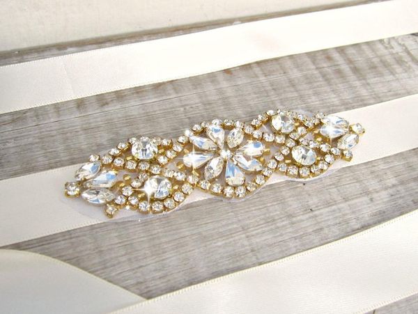 

wedding sashes missrdress gold crystal belt sash luxurious rhinestones bridal hand beaded for dresses jk853, White