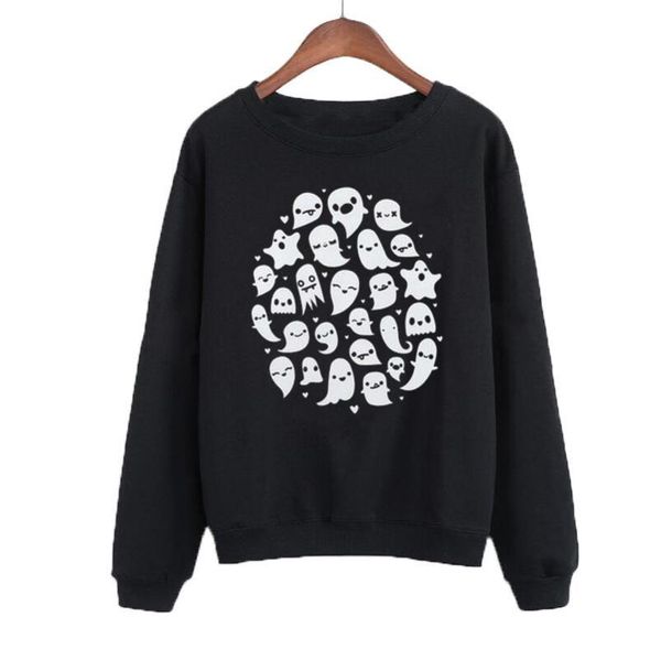 

women's hoodies & sweatshirts funny crewneck hoodie women hip hop harajuku pullover fashion clothing ghosts sweatshirt streetwear, Black