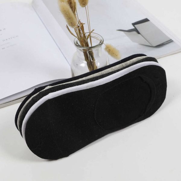 

invisible socks silicone slip shallow pure color boat cotton knitting, Black