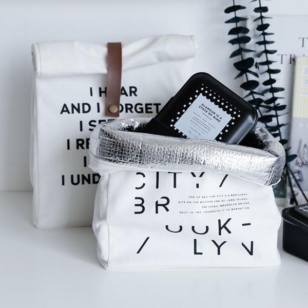 

storage bags lunch box bag thermal insulation simple letter picnic cloth