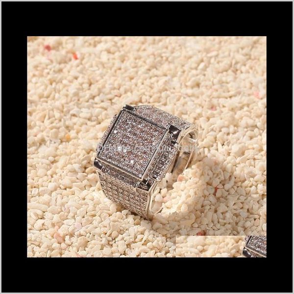 

sparkling cubic zirconia diamonds copper exaggerated square ring for men women fashion luxury designer hip hop jewelry grypr cluster r t2esy, Golden;silver