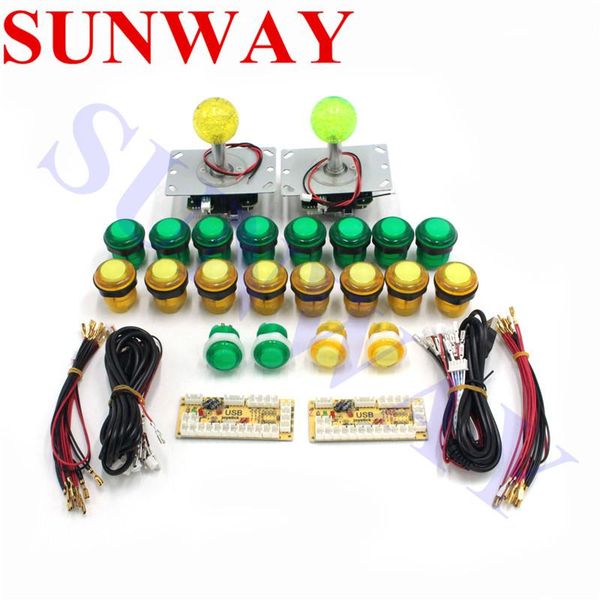 

game controllers & joysticks arcade illuminated joystick diy kit with usb controller+2 joysticks+20 led push buttons+2 zero delay encoder bo
