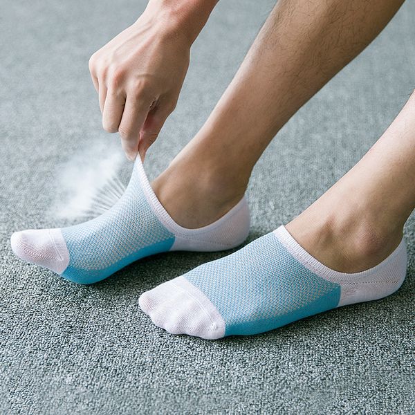 

socks hosiery 2021 mh breathable boat sweat absorbing sile anti slip cotton men's invisible socks, Black;white