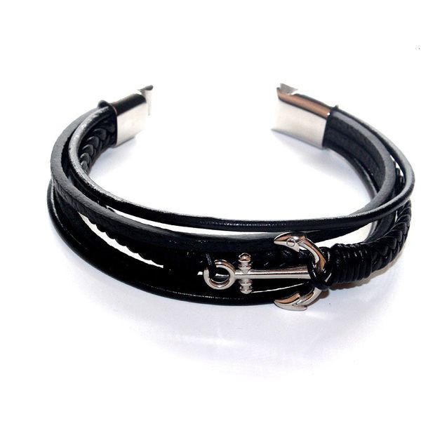 

bangles bracelets black bracelet knitting multilayer men's jewelry weaving leather rope