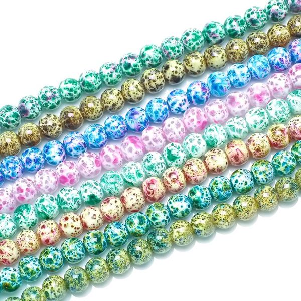 

other 100pcs/lot 8mm bracelets beads supplier green glass round shape iceflower pattern for diy making earrings necklaces rings