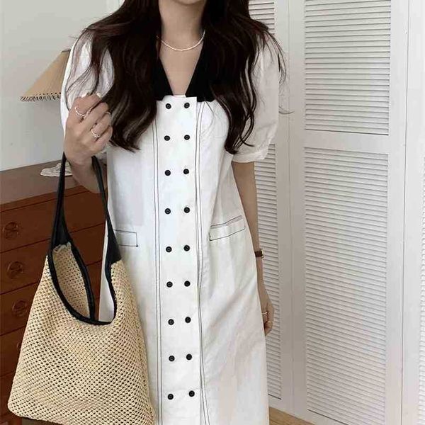 Vintage Koreanische Gerade Streetwear Hohe Qualität Prom Mini Kleider Lose-Fitting Elegante Retro Sommer Vestidos 210525