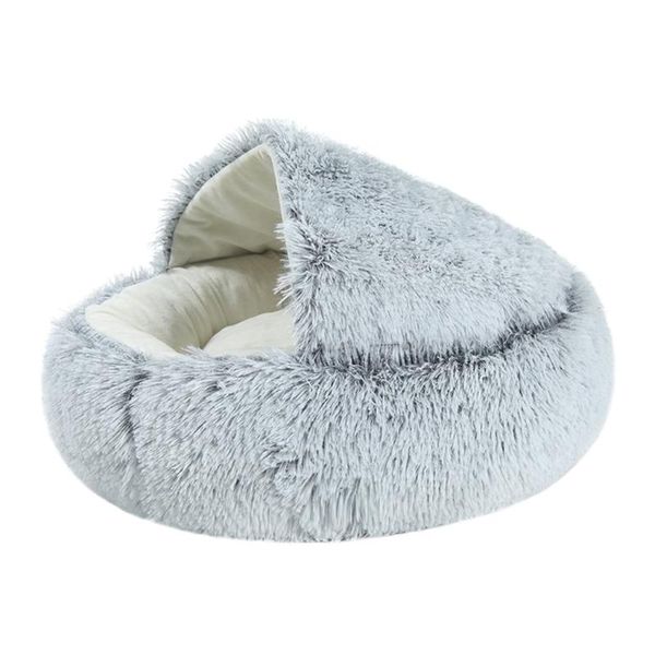 

round plush burrowing cave hooded bed indoor sleeping nest kitten cuddler drop cat beds & furniture