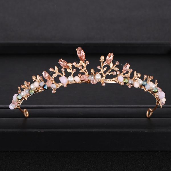 

new queen wedding crown headdress baroque colored rhinestone crystal wedding hair accessories crown handmade bridal crown tiaradio chan cont, White;golden