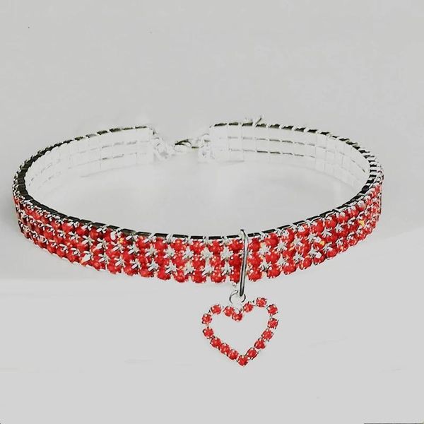 

cat collars & leads rhinestones necklace pet dog collarsbling jewelry heart pendant puppy party wedding accessories