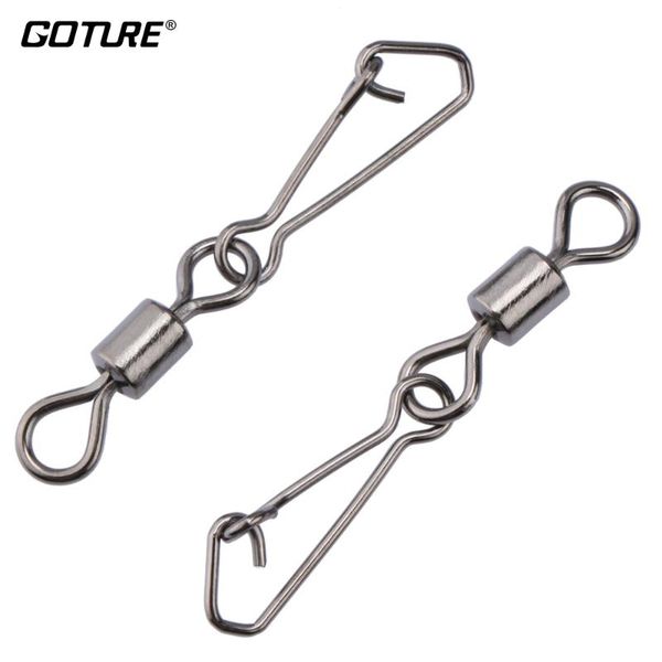 

fishing hooks goture 200pcs/lot swivels fishhook rolling swivel with hooked snap hook lure connector for