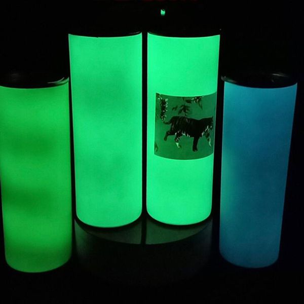 

diy sublimation tumbler glow in the dark water bottle 20oz straight skinny tumblers with luminous paint cup magic travel mug