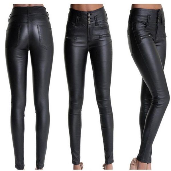 

women's pants & capris sports high waist leather workout faux leggings shiny fitness slim club party trousers plus size 3xl, Black;white